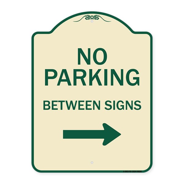 Signmission Designer Series-No Parking Between Signs Right Tan & Green, 24" x 18", TG-1824-9826 A-DES-TG-1824-9826 - main